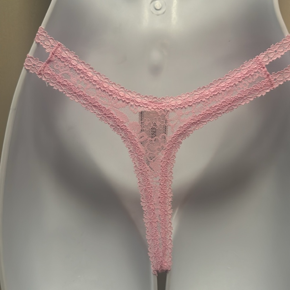✨💕NWT Victoria's Secret PINK Wink Charmed Fruit Strappy Thong Panty L Lace Pink💕 - Picture 12 of 16